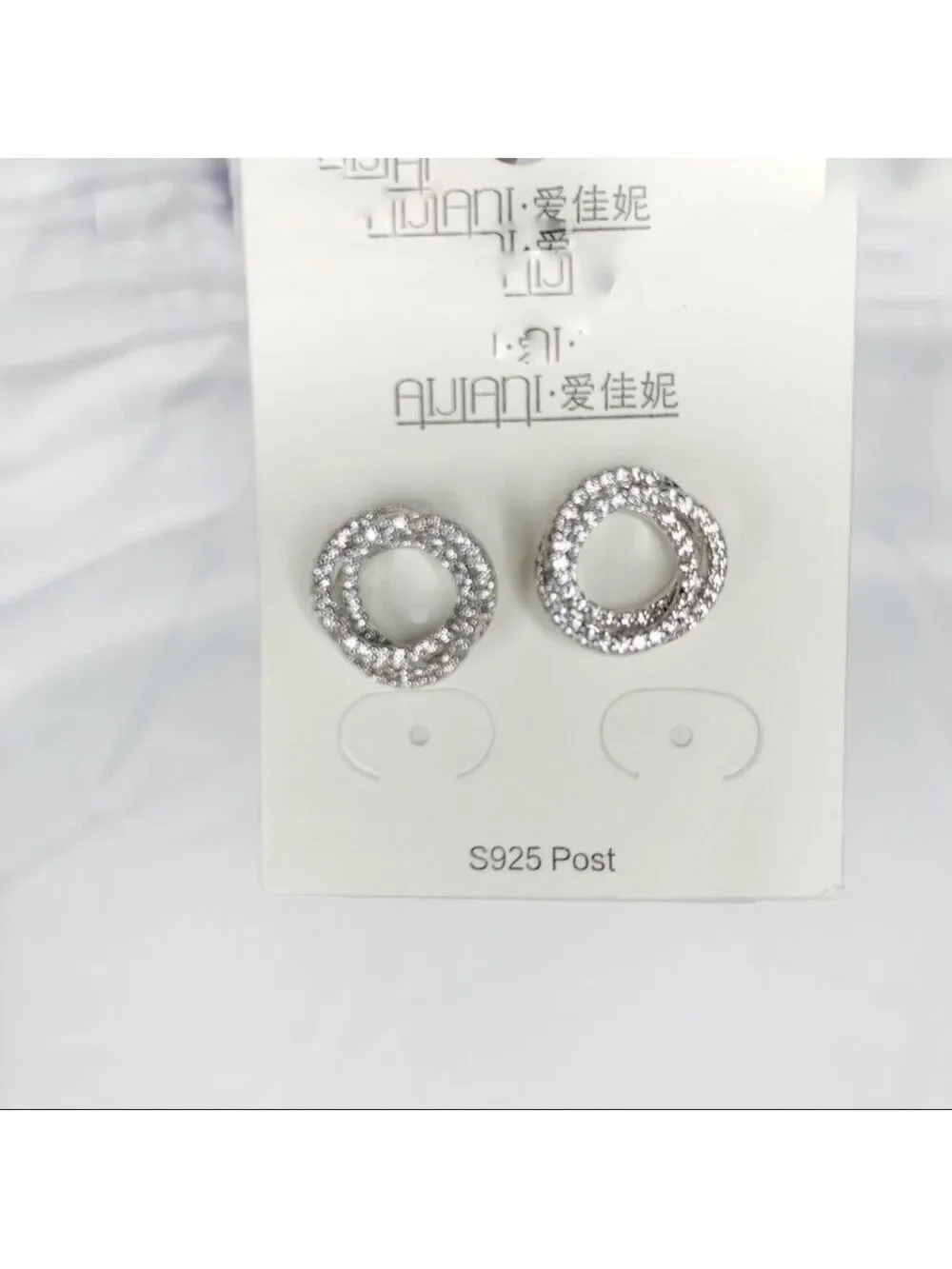 𝅺new STOCK-Pave Zircon Rose shape Silver Earrings